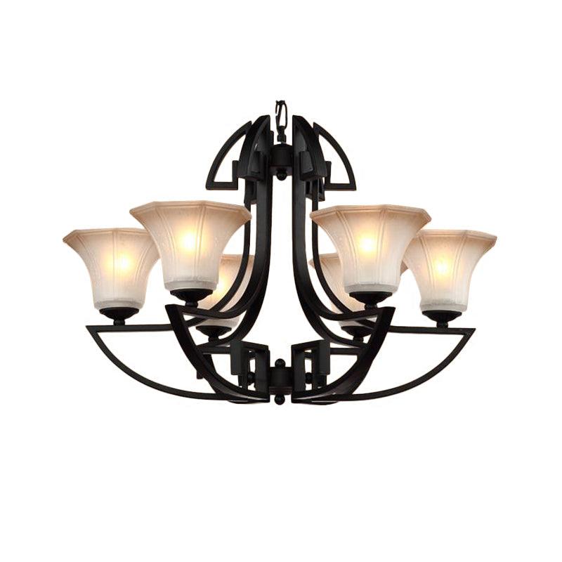 Black 3/6 Lights Pendant Chandelier Vintage Frosted Glass - Rebooters