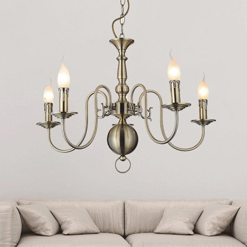5 Lights Ceiling Light Traditional Swirled Arm Metal Chandelier - Rebooters