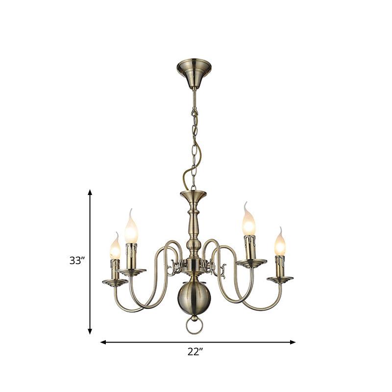 5 Lights Ceiling Light Traditional Swirled Arm Metal Chandelier - Rebooters
