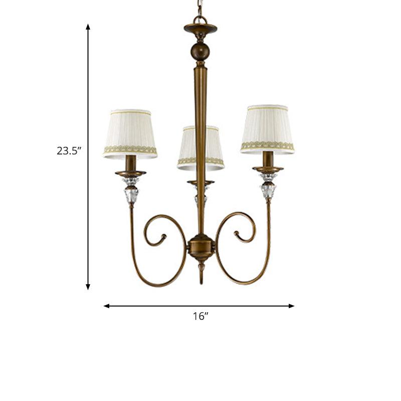 3 Lights Tapered Chandelier Classic White Fabric Pendant Light Fixture for Living Room - Rebooters