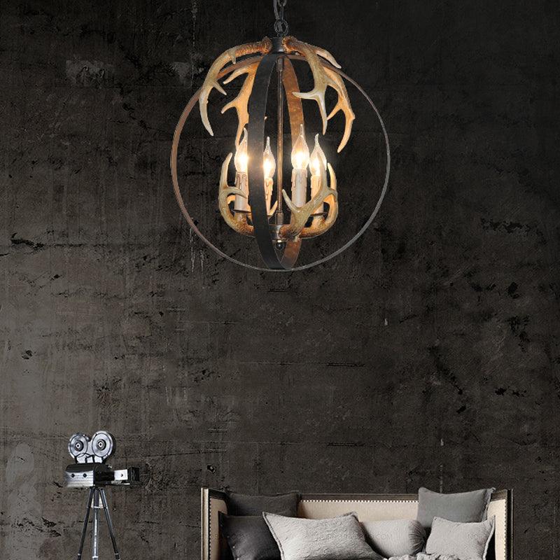 4/8 Lights Chandelier Lighting Fixture Loft Spherical Lamp Black - Rebooters