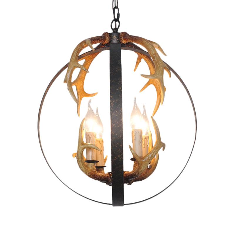 4/8 Lights Chandelier Lighting Fixture Loft Spherical Lamp Black - Rebooters