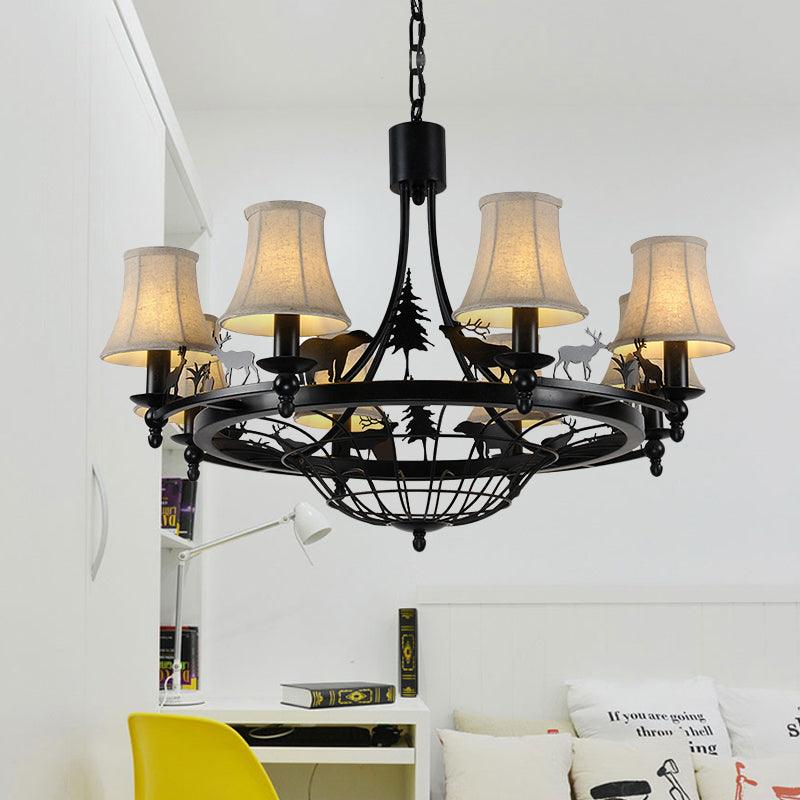 Metal Black Hanging Chandelier Bell 8-Bulb Light Fixture - Rebooters