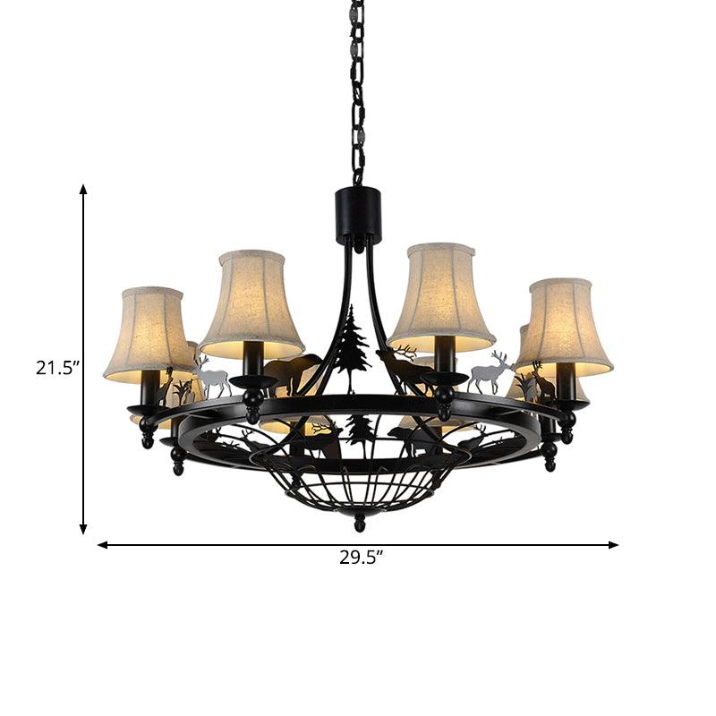 Metal Black Hanging Chandelier Bell 8-Bulb Light Fixture - Rebooters