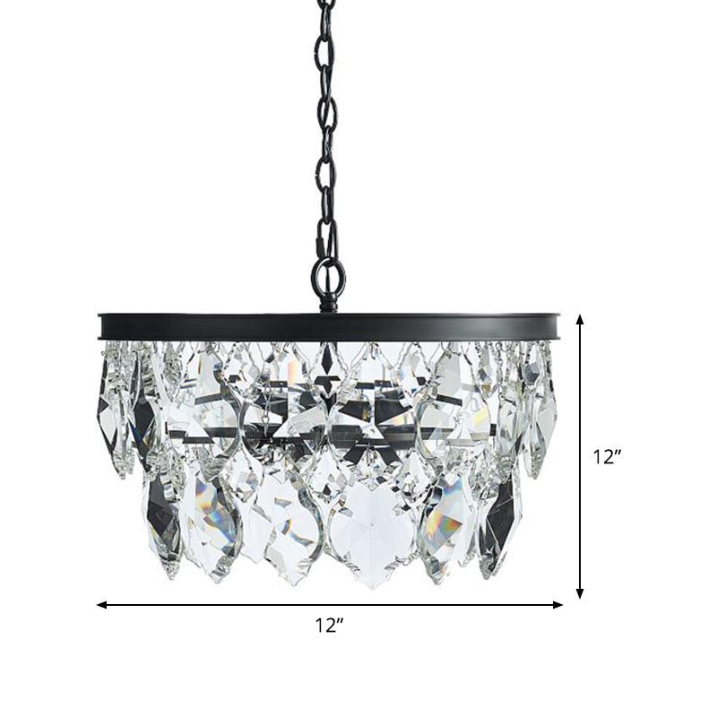 2-Layer Chandelier Light Modern Crystal 3 Heads Black Hanging Lamp Kit - Rebooters