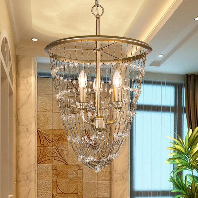3 Bulbs Cone Ceiling Chandelier Contemporary Crystal Lighting - Rebooters