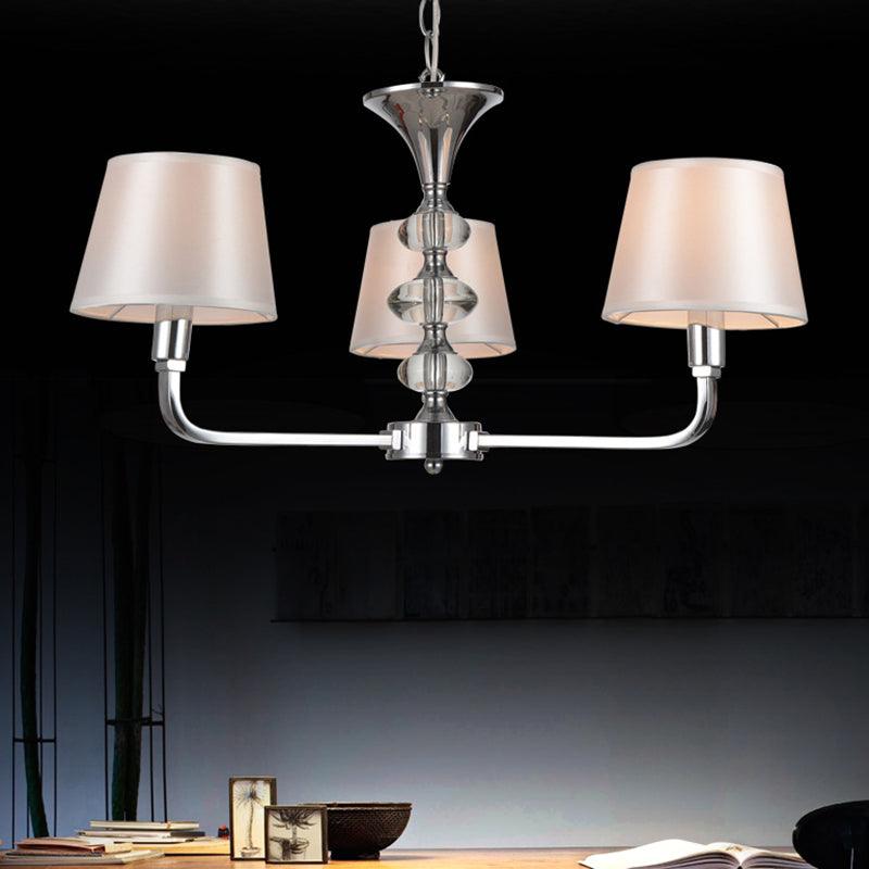 3 Bulbs Tapered Chandelier Light Traditional Beige Fabric - Rebooters