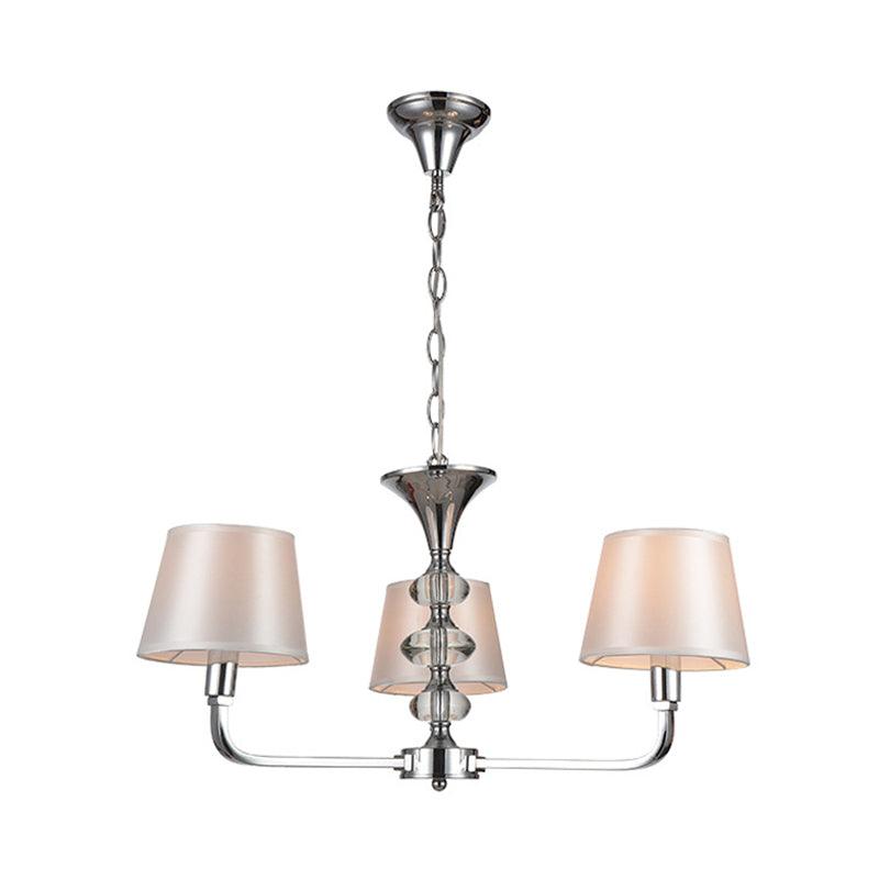 3 Bulbs Tapered Chandelier Light Traditional Beige Fabric - Rebooters