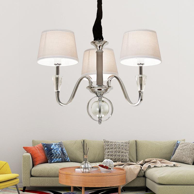 3/6 Bulbs Cone Chandelier Light Classic White Fabric Fixture - Rebooters