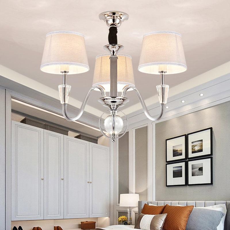 3/6 Bulbs Cone Chandelier Light Classic White Fabric Fixture - Rebooters