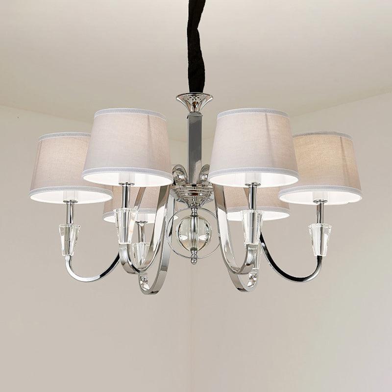 3/6 Bulbs Cone Chandelier Light Classic White Fabric Fixture - Rebooters