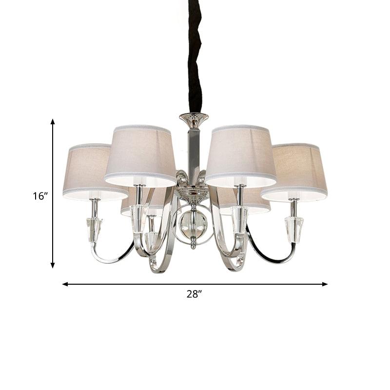 3/6 Bulbs Cone Chandelier Light Classic White Fabric Fixture - Rebooters