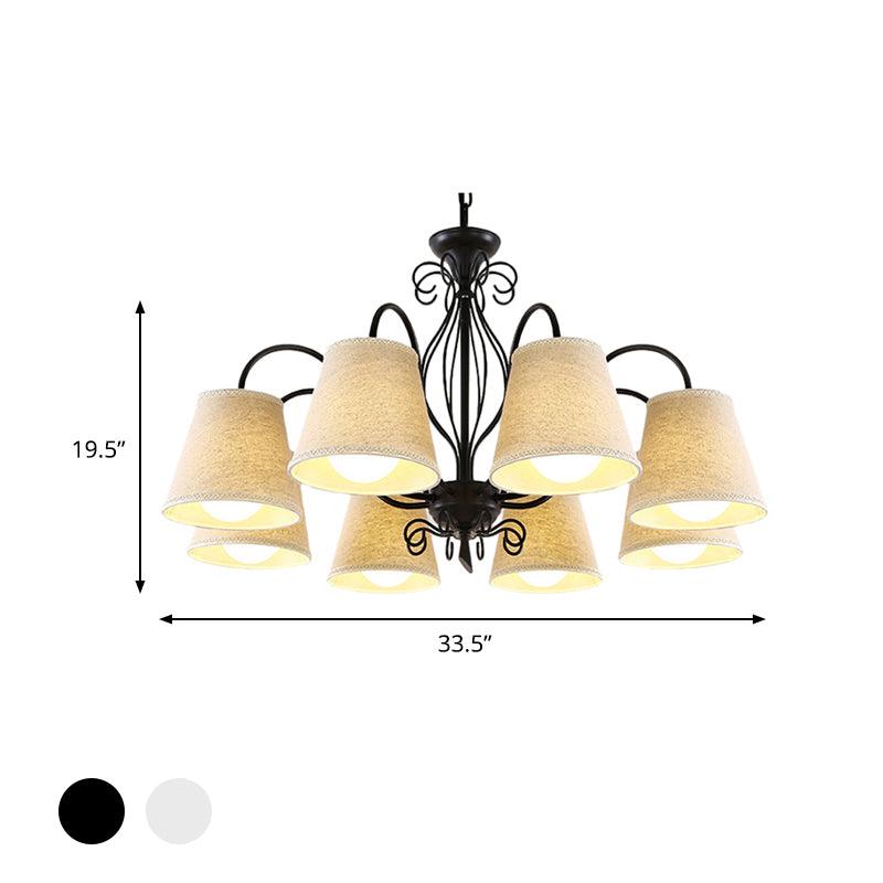 3/6/8 Bulbs Ceiling Lamp with Cone Fabric Shade Classic Chandelier - Rebooters