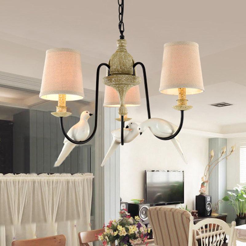 3/8 Lights Fabric Hanging Chandelier Traditional Flaxen Pendant - Rebooters