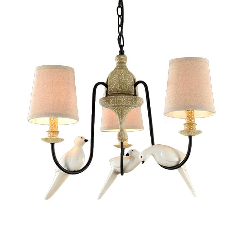 3/8 Lights Fabric Hanging Chandelier Traditional Flaxen Pendant - Rebooters