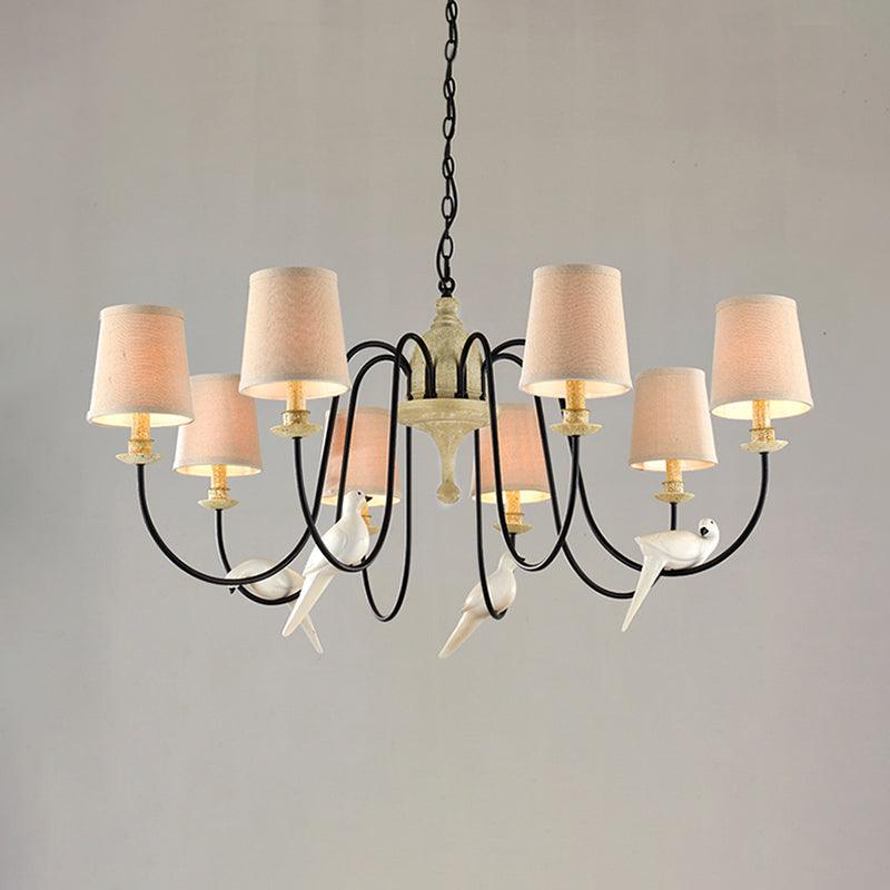 3/8 Lights Fabric Hanging Chandelier Traditional Flaxen Pendant - Rebooters