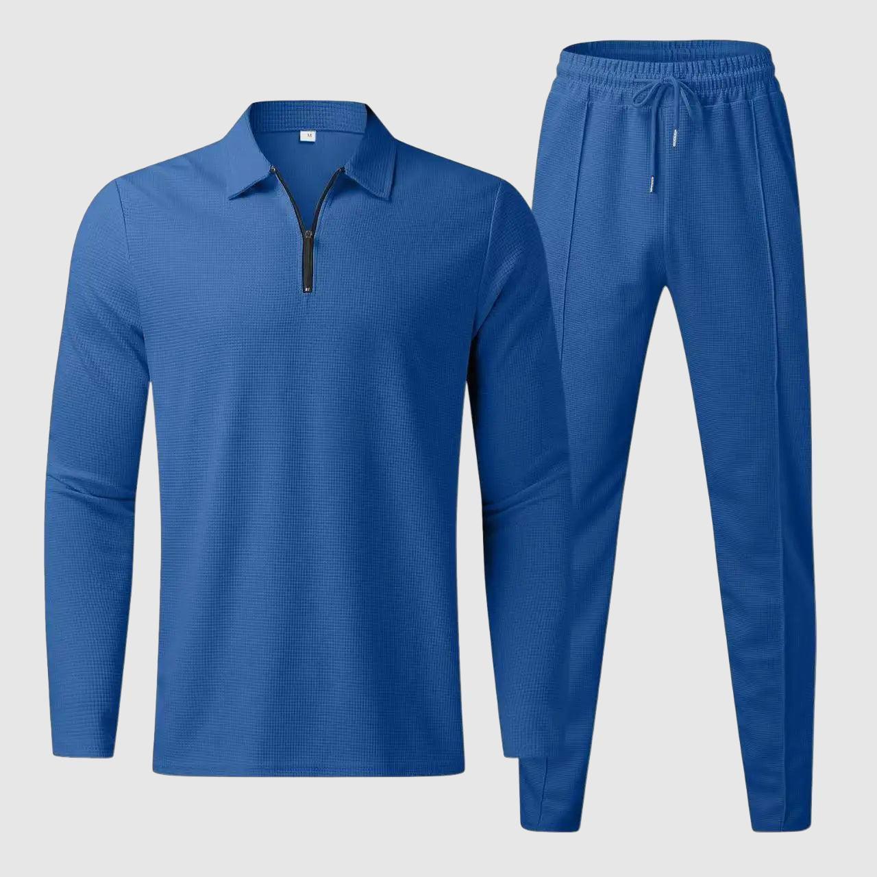 Men's Long-Sleeve Polo and Trousers Sports Casual Set Rebooters mens 2 piece set