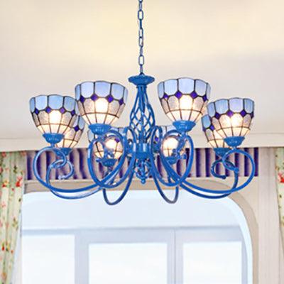 6/8 Lights Bowl Pendant Lamp with Chain Mediterranean Light - Rebooters