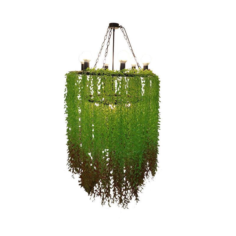 6 Heads Cylinder Chandelier Lamp Industrial Green Metal Lighting - Rebooters