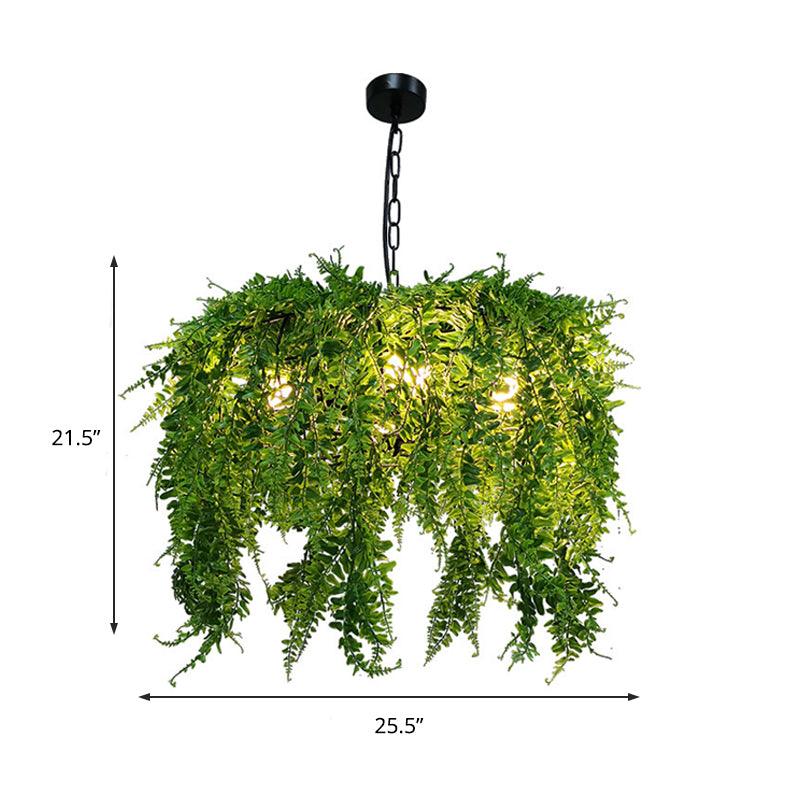 5 Lights Metal Chandelier Light Fixture Industrial Green Plant Design Restaurant Ceiling Light 21.5/25.5 Wide - Rebooters