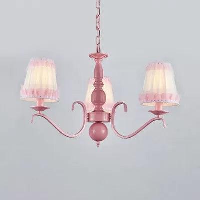 Kids Trapezoid Shade Chandelier in Pink for Restaurant - Rebooters