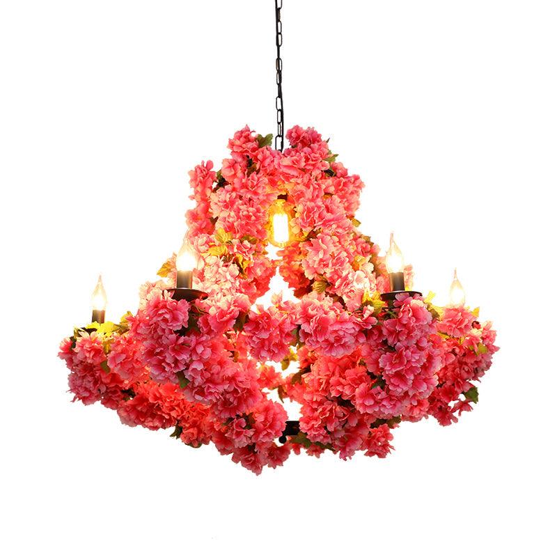 7 Lights Cherry Blossom Chandelier Antique Pink LED Pendant - Rebooters