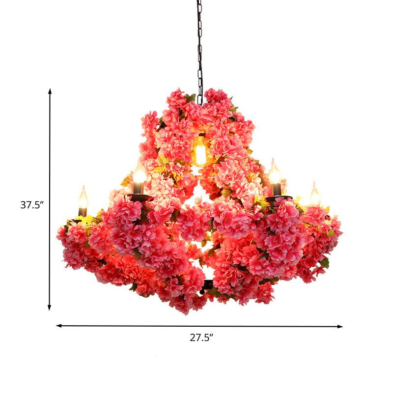 7 Lights Cherry Blossom Chandelier Antique Pink LED Pendant - Rebooters