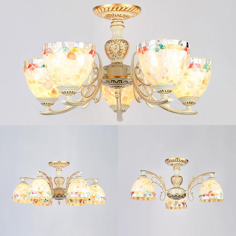 3/5/6 Lights Bowl Ceiling Light Fixture Traditional Shell Chandelier - Rebooters