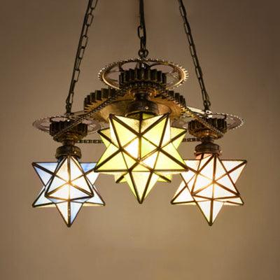 3/4 Lights Multi Color Star Ceiling Chandelier For Foyer - Rebooters