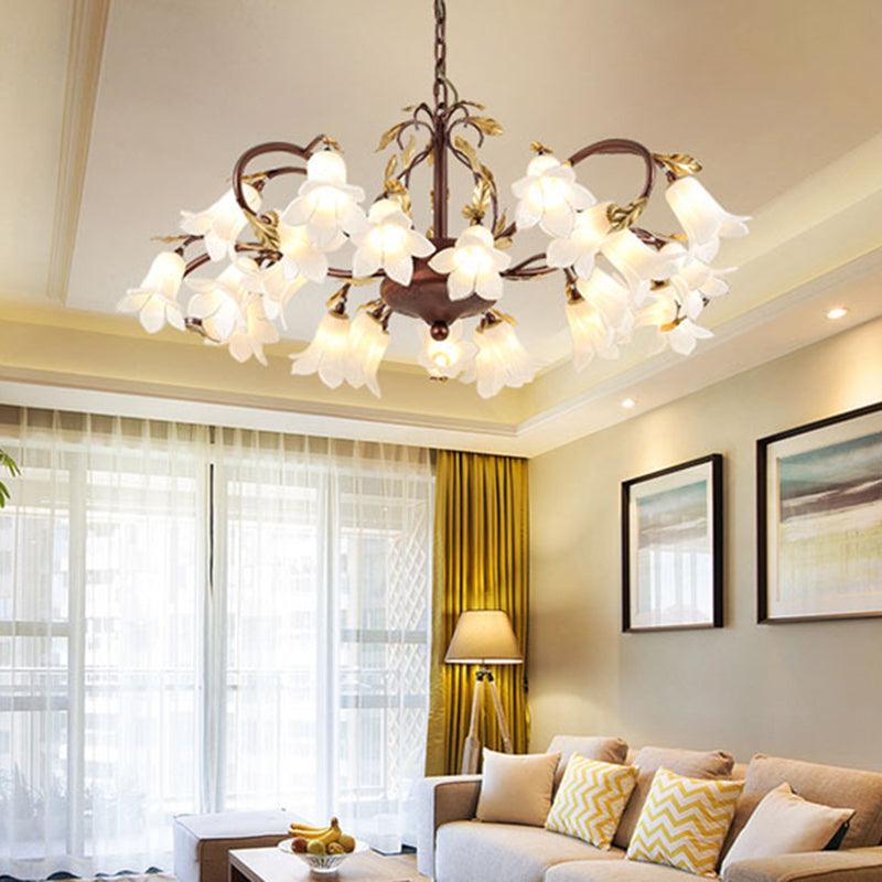 Tulip Lily Metal Chandelier Light 25 Bulbs Brass Pendant - Rebooters