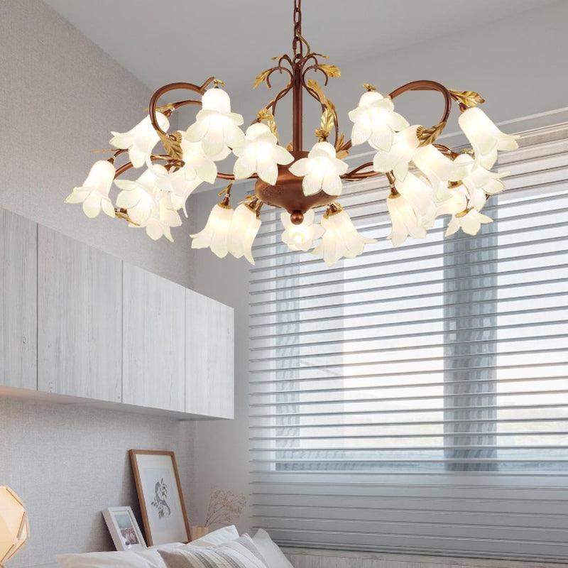Tulip Lily Metal Chandelier Light 25 Bulbs Brass Pendant - Rebooters