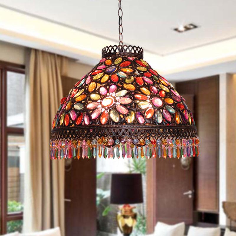 Art Deco Bowl Chandelier Light 3 Bulbs Metal Ceiling Lamp - Rebooters