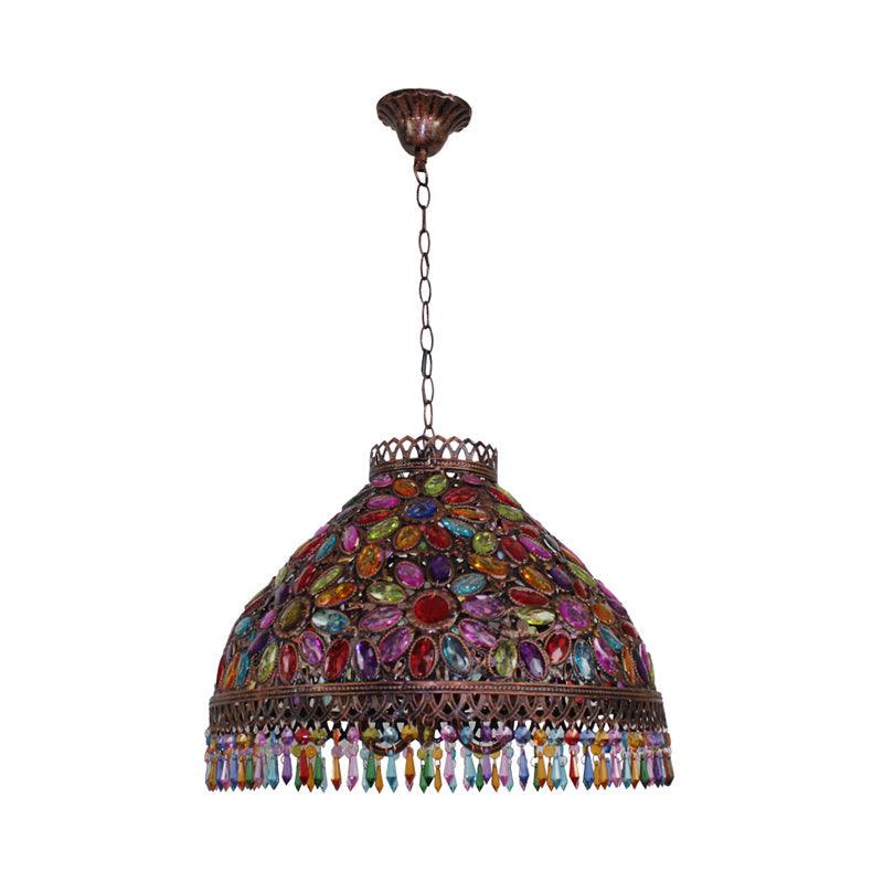 Art Deco Bowl Chandelier Light 3 Bulbs Metal Ceiling Lamp - Rebooters