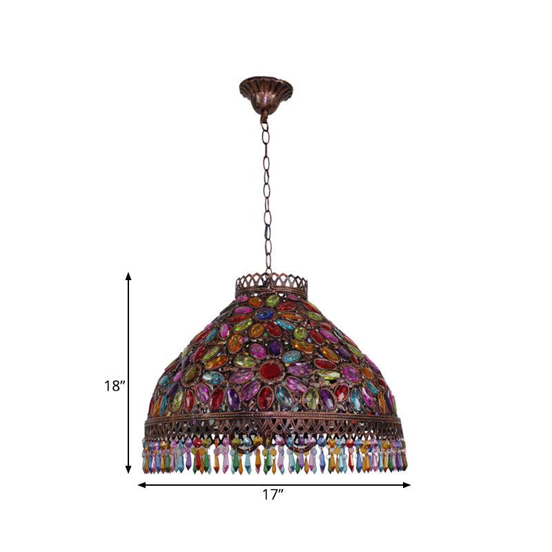 Art Deco Bowl Chandelier Light 3 Bulbs Metal Ceiling Lamp - Rebooters