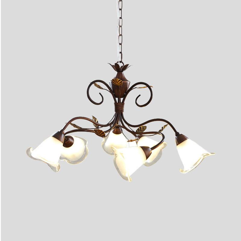 American Flower Chandelier Lamp 6 Lights LED Fixture Brown - Rebooters