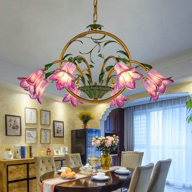 American Garden Lily Hanging Chandelier Metal LED Light - Rebooters