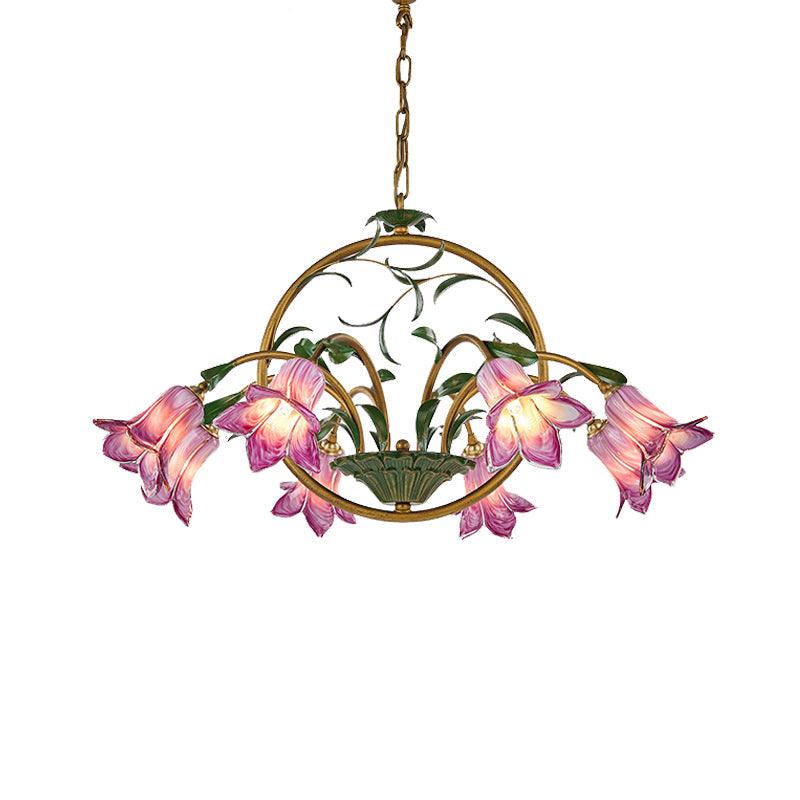 American Garden Lily Hanging Chandelier Metal LED Light - Rebooters