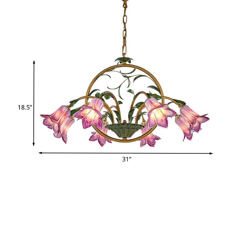 American Garden Lily Hanging Chandelier Metal LED Light - Rebooters