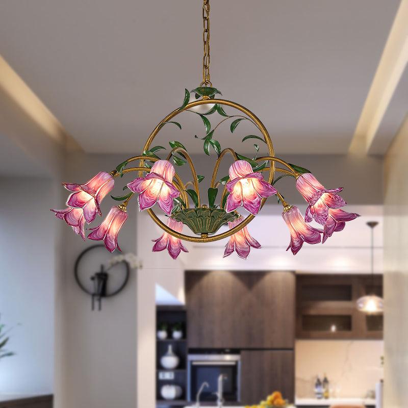 American Garden Lily Hanging Chandelier Metal LED Light - Rebooters