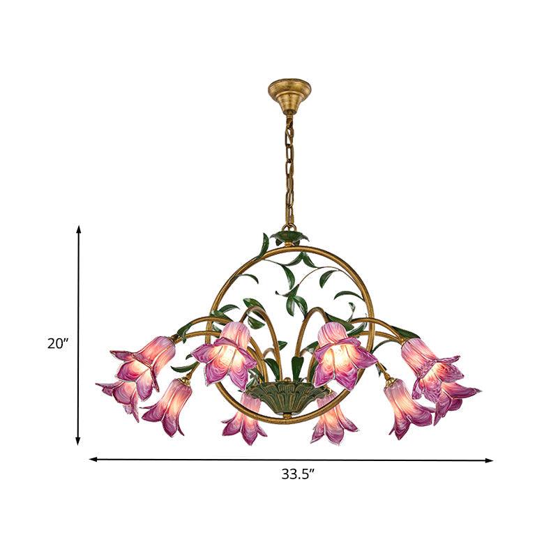 American Garden Lily Hanging Chandelier Metal LED Light - Rebooters