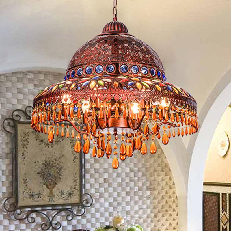 5 Lights Barn Chandelier Light Art Deco Brass Pendant Fixture - Rebooters