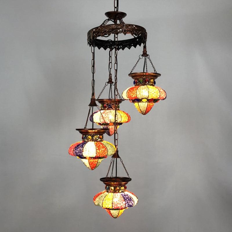 4/6 Lights Metal Chandelier Light Fixture Antique Copper Urn Shape - Rebooters