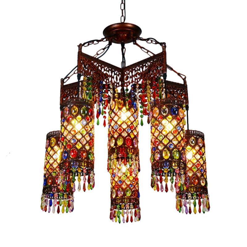 6 Bulbs Hanging Chandelier Bohemian Cylinder Pendant Light - Rebooters