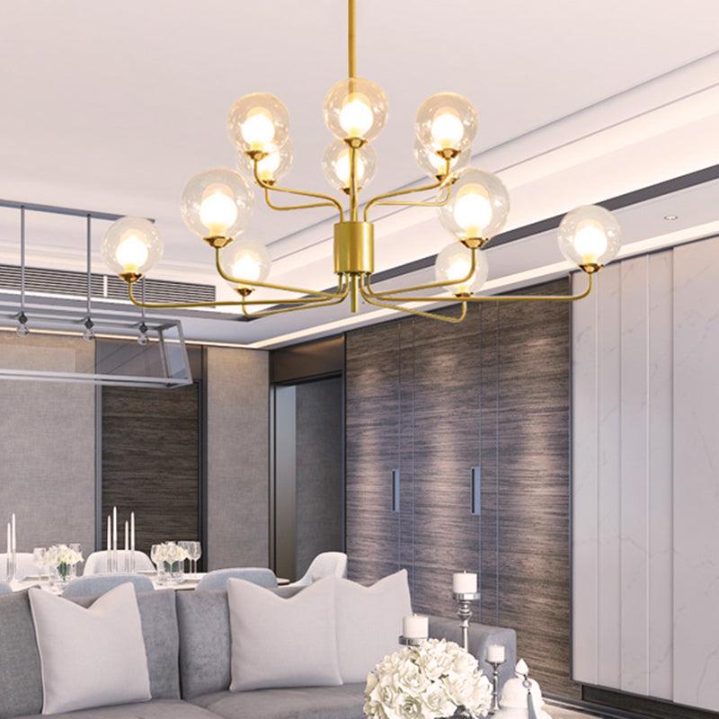 2-Tier Ball Clear Glass Chandelier with Radial Design - Rebooters