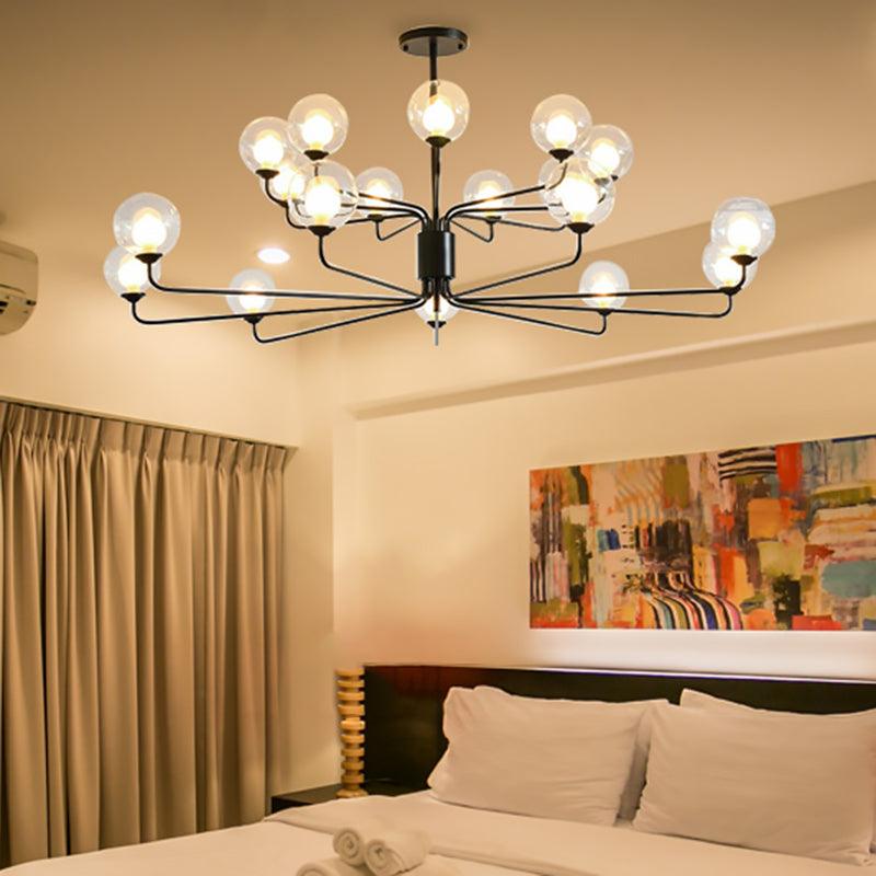 2-Tier Ball Clear Glass Chandelier with Radial Design - Rebooters