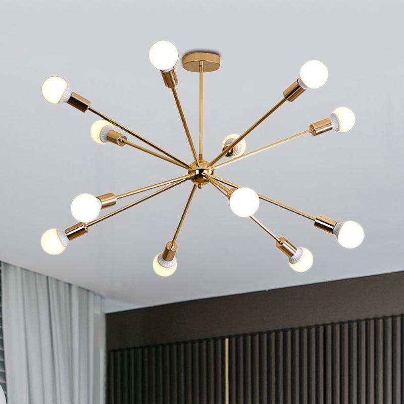 26"/38.5" Wide Metal Starburst Chandelier Light Gold Lamp - Rebooters