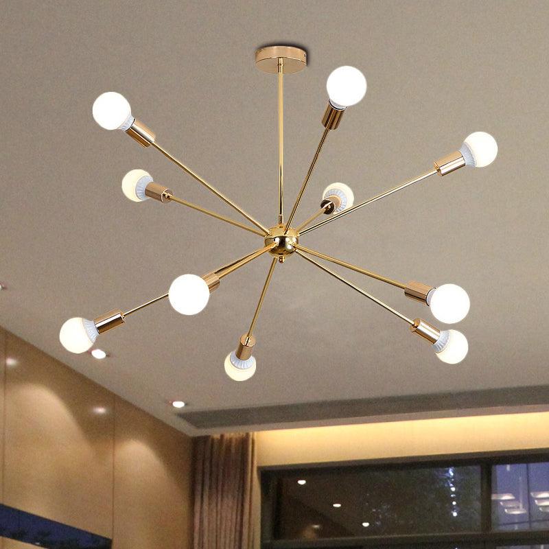 26"/38.5" Wide Metal Starburst Chandelier Light Gold Lamp - Rebooters