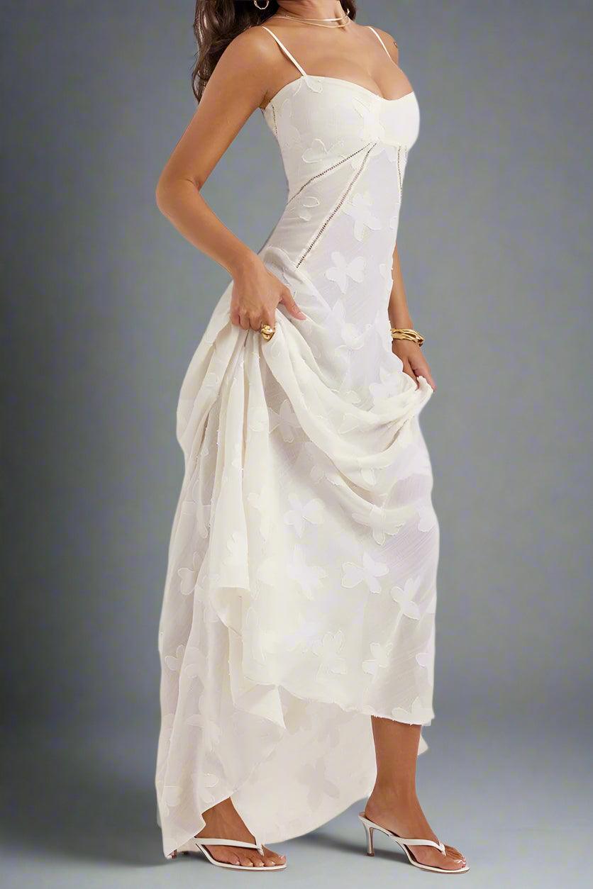 Maya Maxi Dress with Intricate Floral Embroidery and Flowing Silhouette for Elegant Style - Rebooters -Women's Dresses