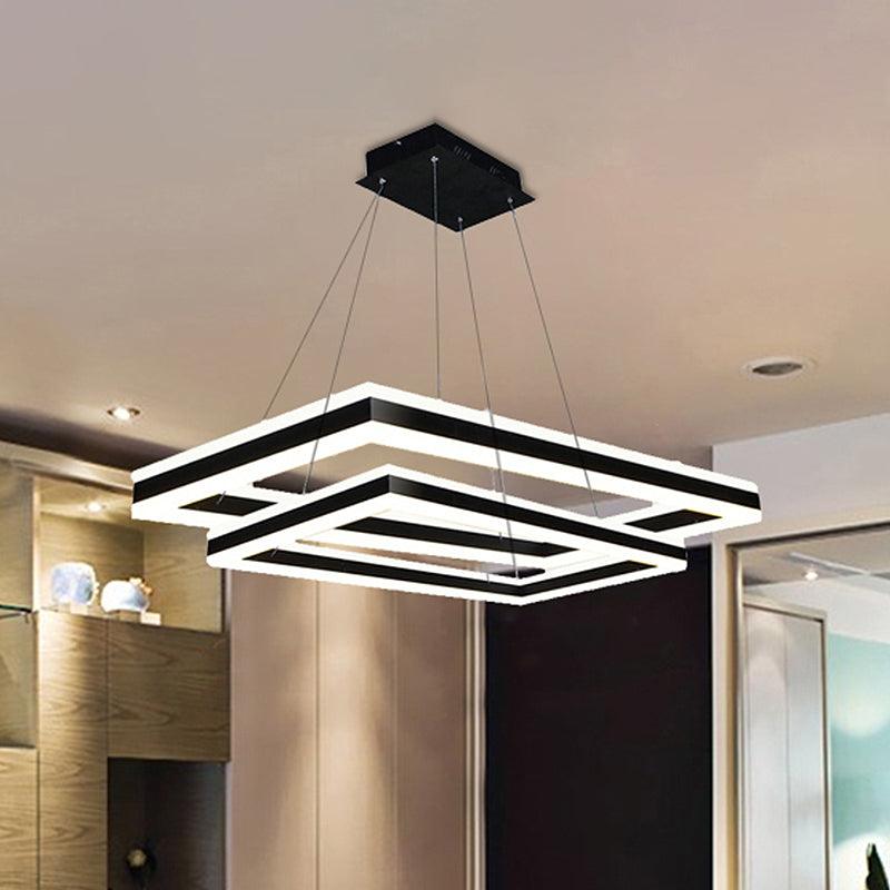 Acrylic Rectangular Ceiling Light Modern LED Black Pendant - Rebooters