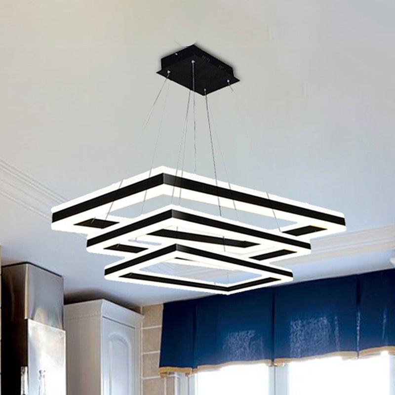 Acrylic Rectangular Ceiling Light Modern LED Black Pendant - Rebooters